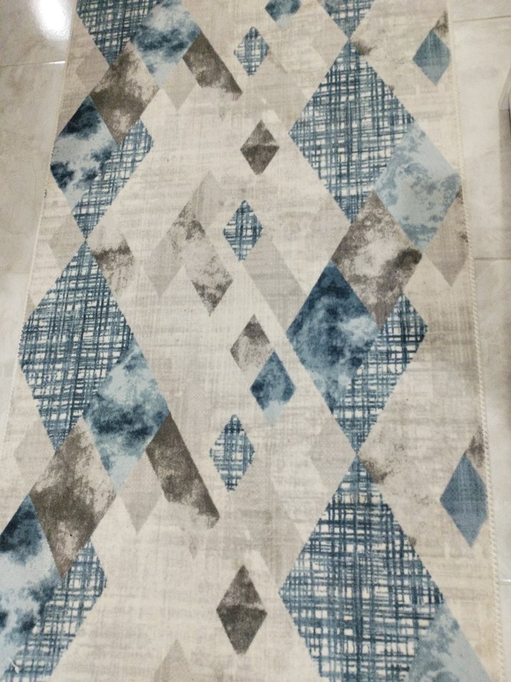 2 adet 3 metre 80 cm mavi Gri  Desenli Halı - Görsel 5