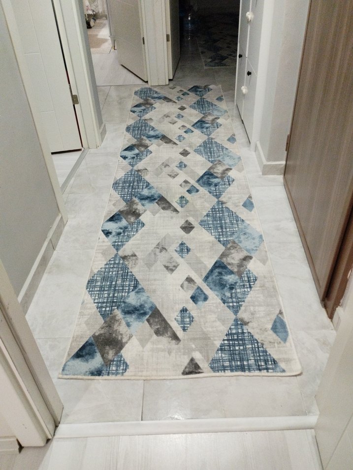 2 adet 3 metre 80 cm mavi Gri  Desenli Halı - Görsel 3