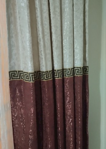 Bej bordo 2 kanat fon perde - Görsel 4