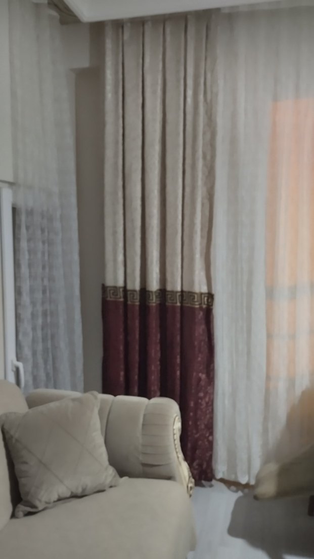 Bej bordo 2 kanat fon perde - Görsel 2