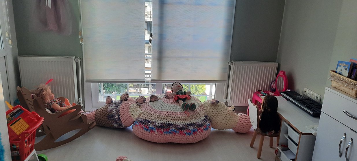 Pastel Renkli Örgü puf - Görsel 2