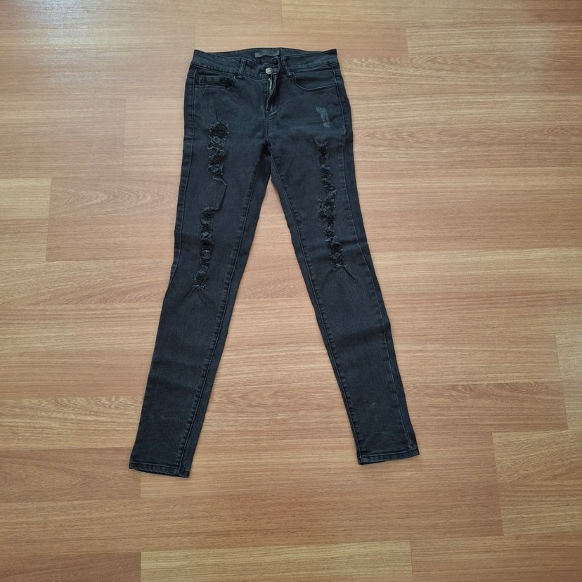 Siyah Yırtık Kadın Skinny Jean - Görsel 3