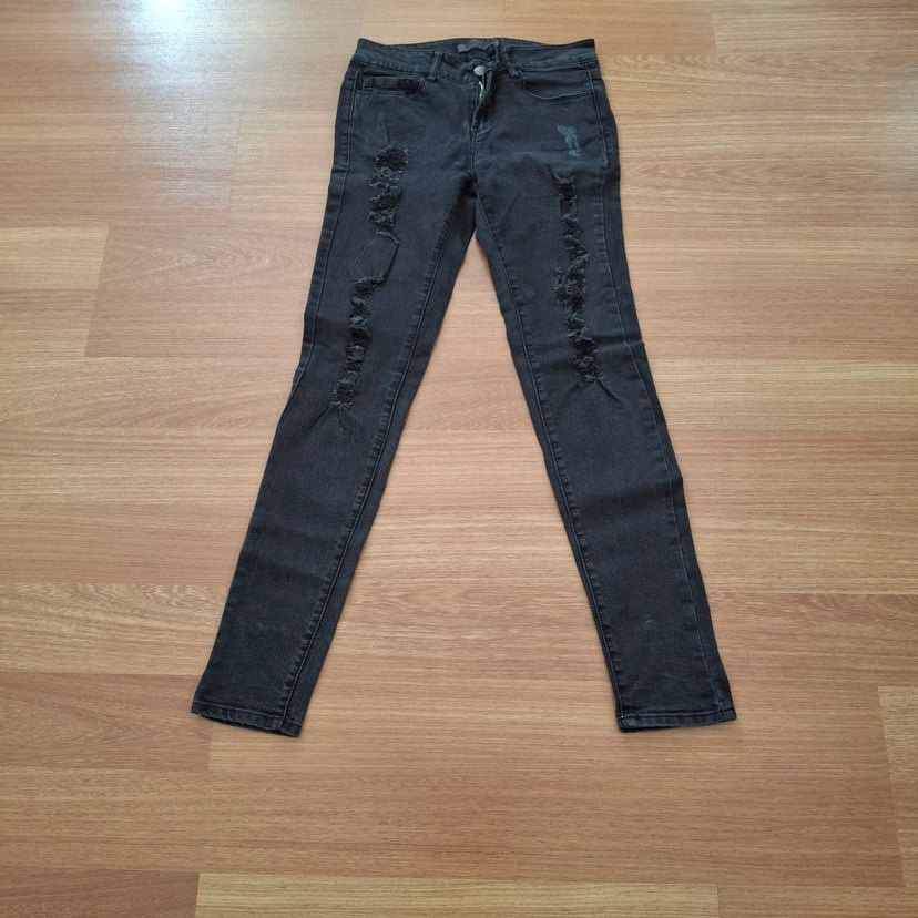 Siyah Yırtık Kadın Skinny Jean - Görsel 2