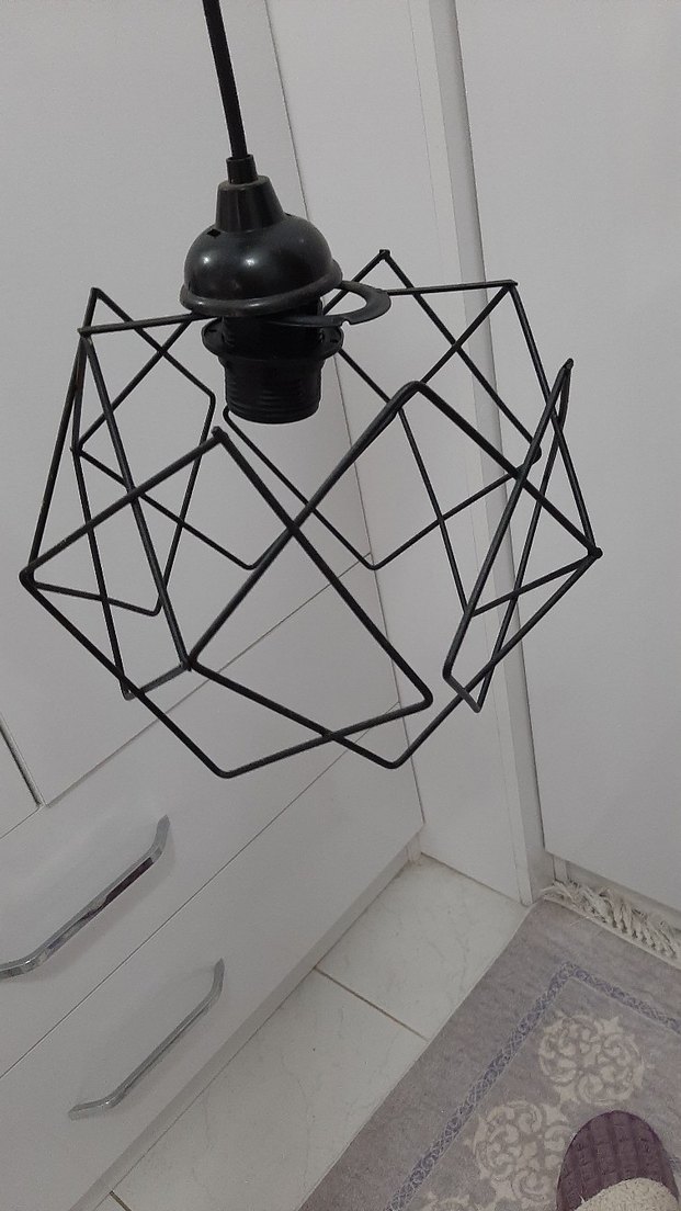 Siyah Metal Tel Tasarımlı Sarkıt Lamba - Görsel 2
