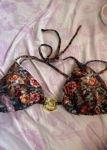 l Beden Zincir Detaylı Yılan Desenli Bohem Bikini