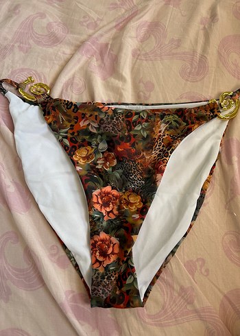 l Beden altın Renk Zincir Detaylı Yılan Desenli Bohem Bikini