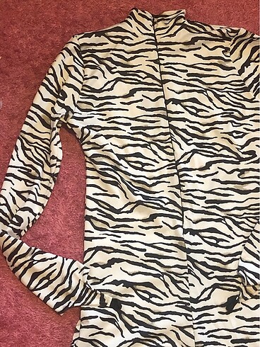 l Beden Fermuarlı zebra tulum