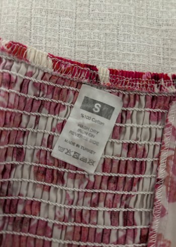 Bordo Çiçekli Straplez Kadın Bluz - Görsel 3