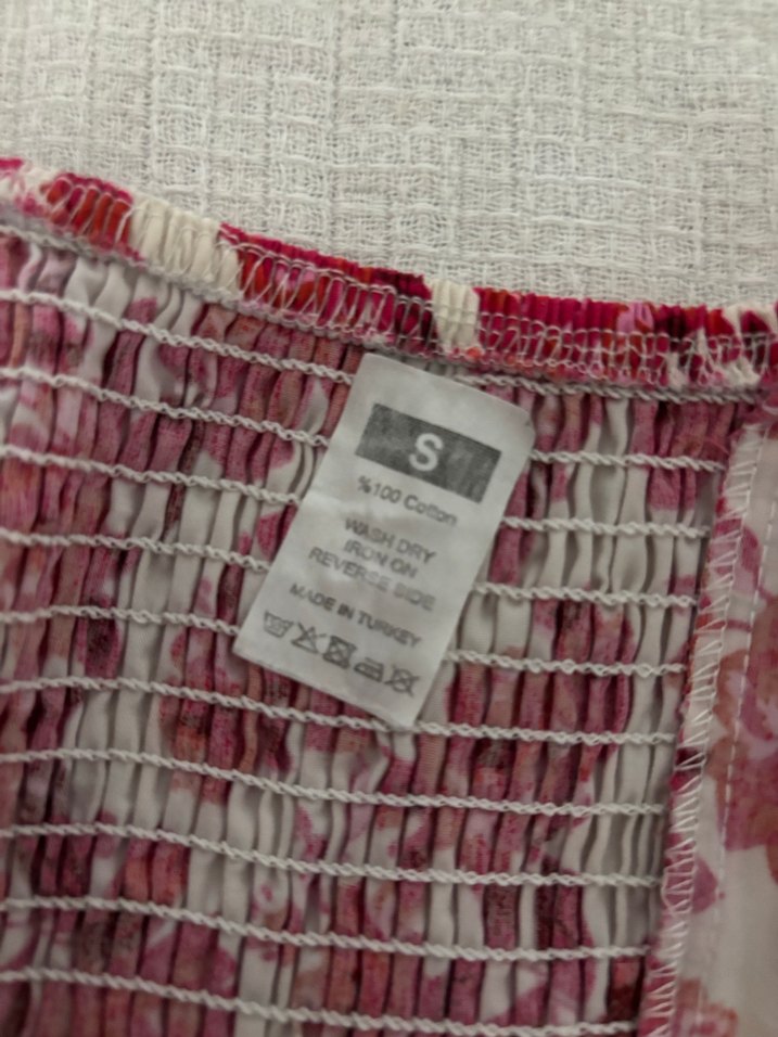 Bordo Çiçekli Straplez Kadın Bluz - Görsel 3