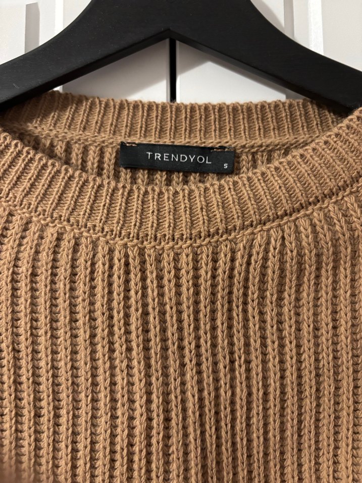 Bej Kadın Triko Salaş Kazak - Görsel 5