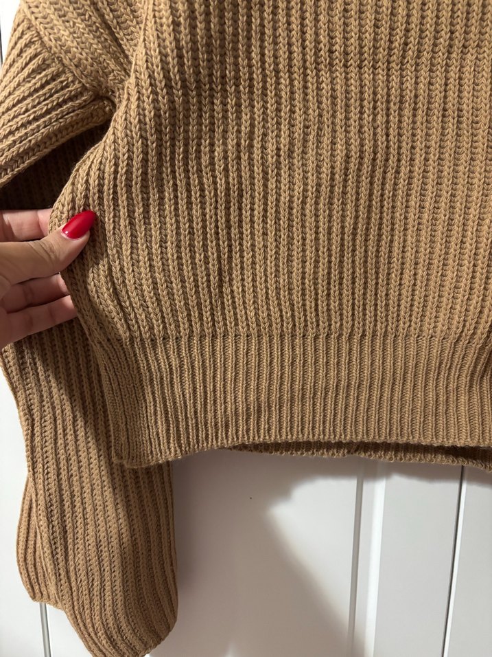 Bej Kadın Triko Salaş Kazak - Görsel 4