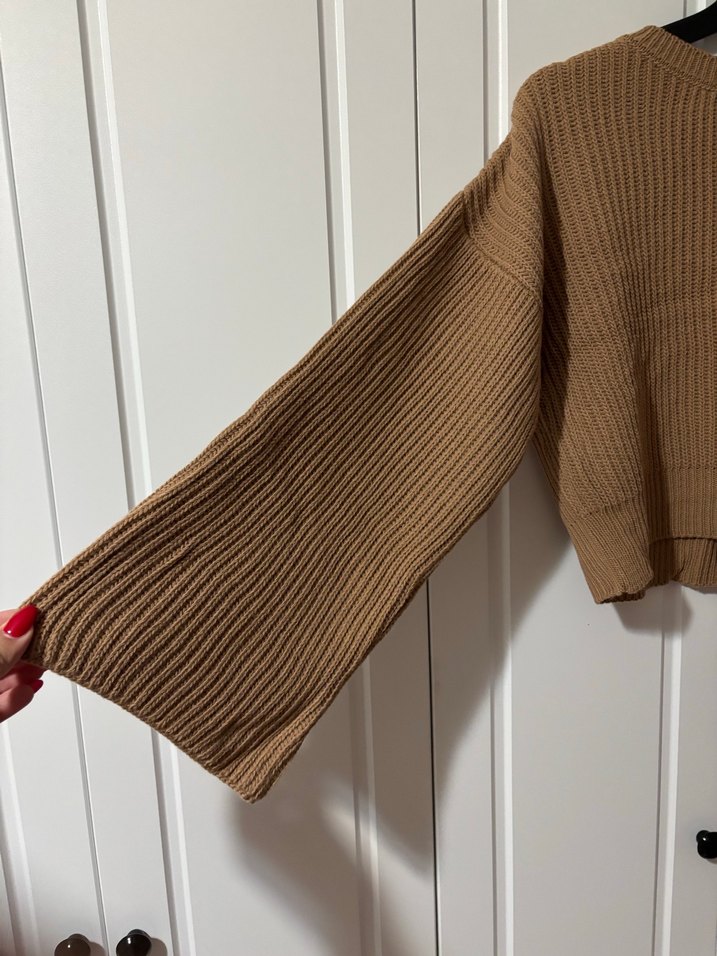 Bej Kadın Triko Salaş Kazak - Görsel 3