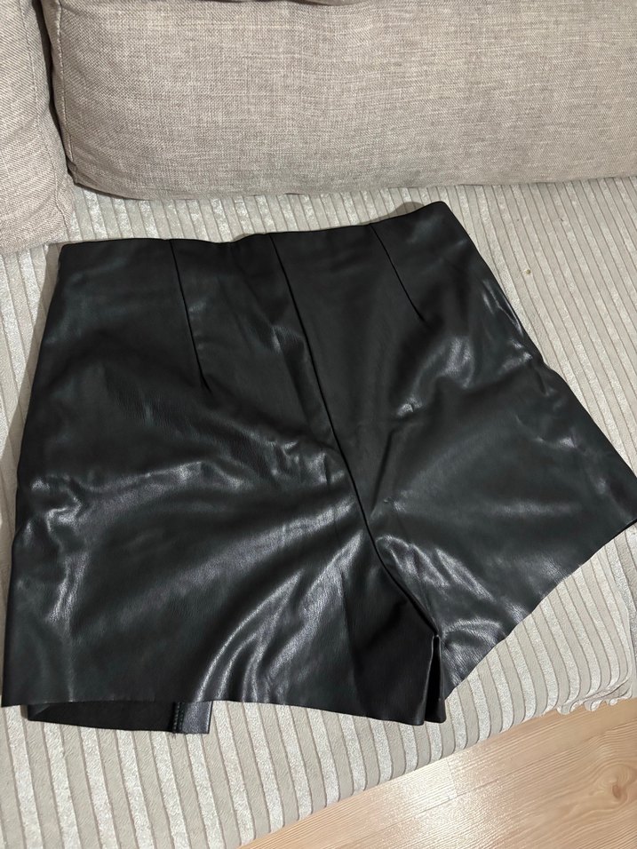 Siyah Deri Mini Etek - Görsel 2
