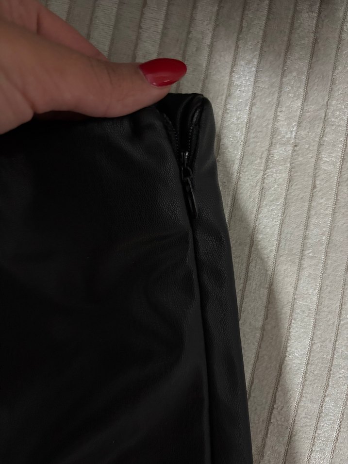 Siyah Deri Mini Etek - Görsel 5