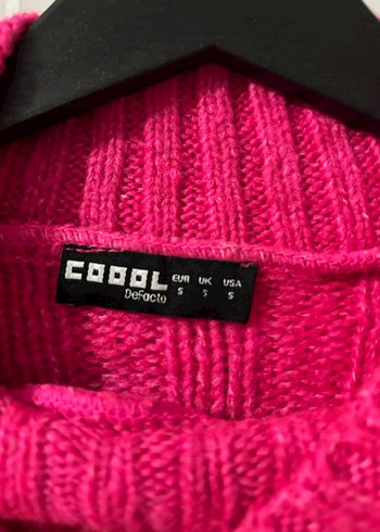 Pembe Yüksek Yakalı Örgü Crop Kazak - Görsel 4