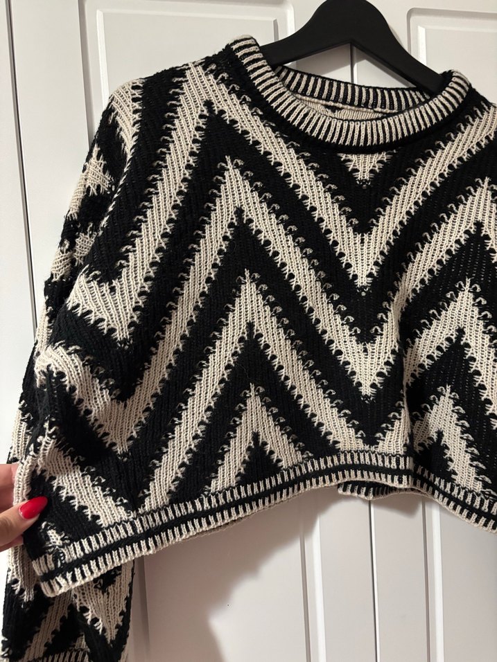 Zebra Desenli Örgü Kadın Kazak - Görsel 2