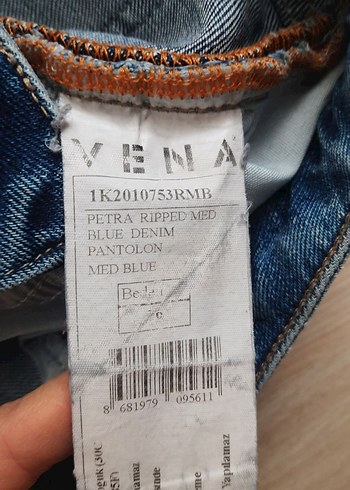 36 Beden Mavi Kadın Denim Bol Kesim Kot Pantolon