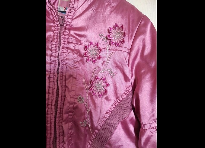 m Beden 8-12 yaş parlak pembe kız çocuğu montu