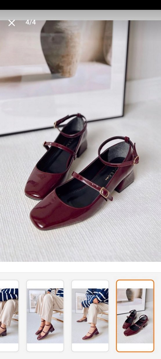 Polka Mary Jane Bordo Rugan Ayakkabı - Görsel 4