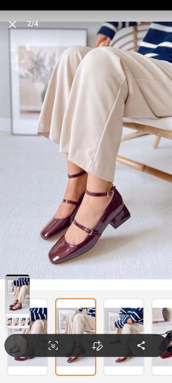 Polka Mary Jane Bordo Rugan Ayakkabı - Görsel 2