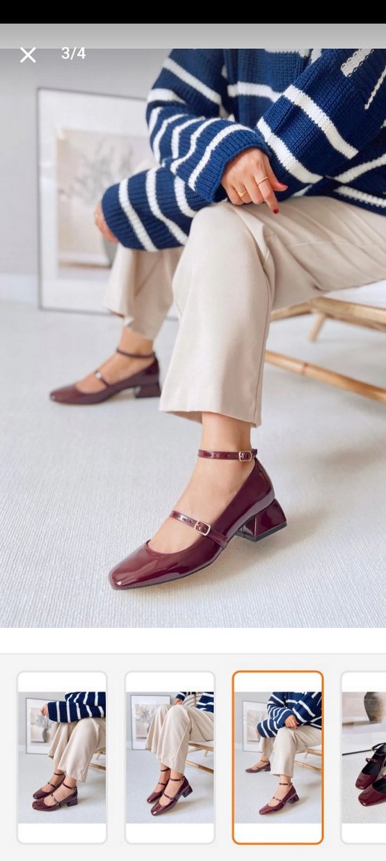 Polka Mary Jane Bordo Rugan Ayakkabı - Görsel 3