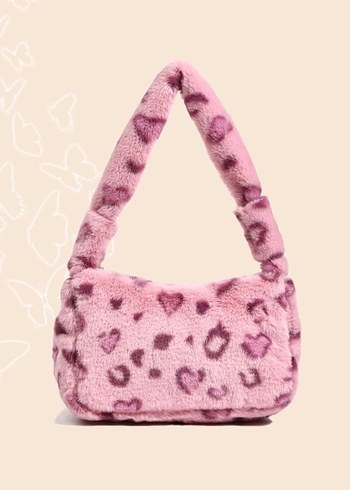 Pembe Leopar Peluş Çanta