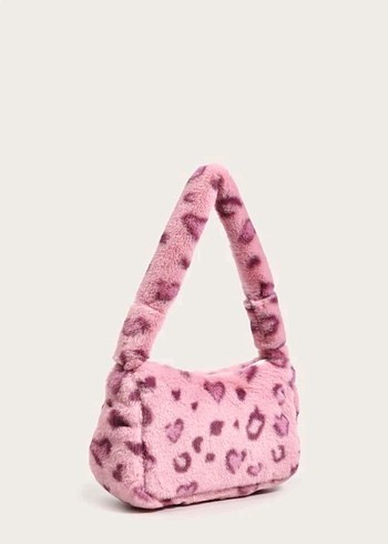 Sheinside Pembe Leopar Peluş Çanta