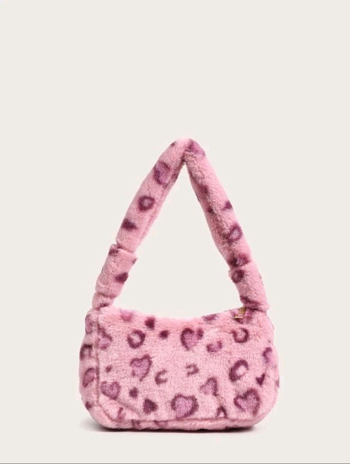 Pembe Leopar Peluş Çanta - Görsel 4