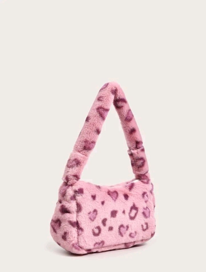Pembe Leopar Peluş Çanta - Görsel 2