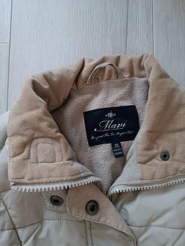 Mavi Vintage Slim Fit Bej Şişme Mont - Görsel 4