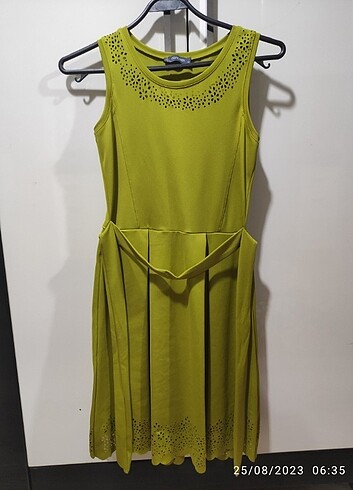 lime sarı yeşil haki kısa elbise 38 m