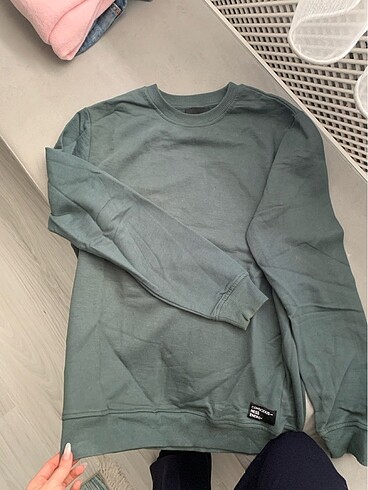 Oversize koyu yeşil sweatshirt
