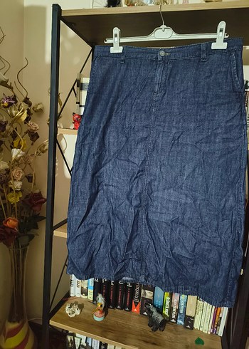 44 Beden mavi jeans Lacivert Midi Denim Uzun Etek