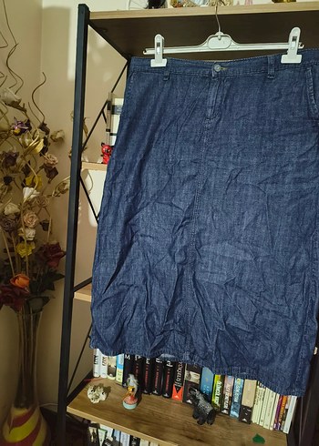 44 Beden lacivert Renk mavi jeans Lacivert Midi Denim Uzun Etek