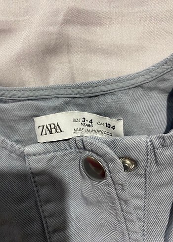 Gri Kız Denim Tulum, Düğmeli, Uzun Kollu, Zara - Görsel 2
