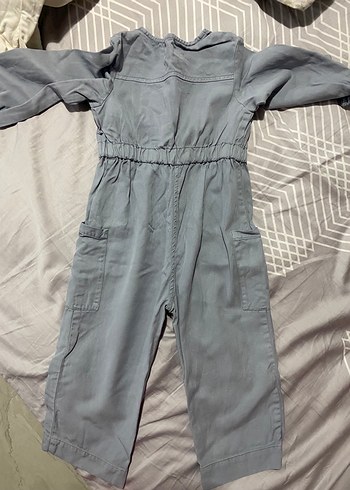 Gri Kız Denim Tulum, Düğmeli, Uzun Kollu, Zara - Görsel 3