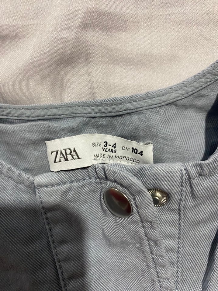 Gri Kız Denim Tulum, Düğmeli, Uzun Kollu, Zara - Görsel 2