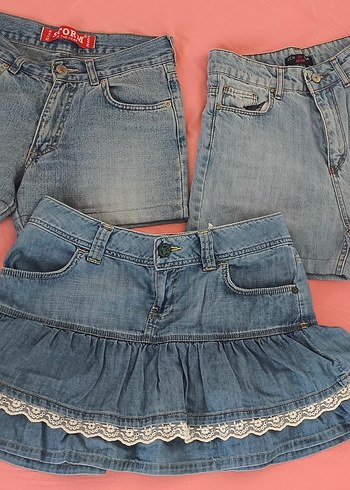 s Beden mavi Renk Ltb Vintage Dantel Detaylı Mavi Denim Mini Etek
