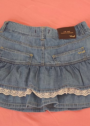 American Vintage Ltb Vintage Dantel Detaylı Mavi Denim Mini Etek