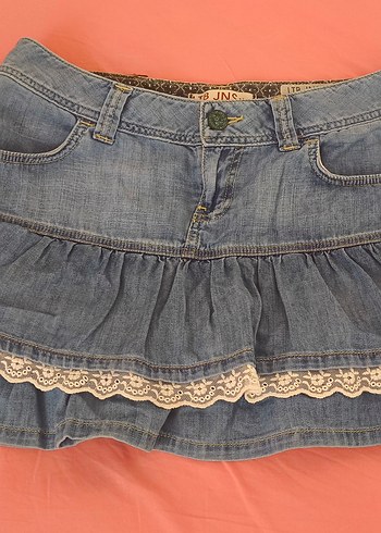 Ltb Vintage Dantel Detaylı Mavi Denim Mini Etek