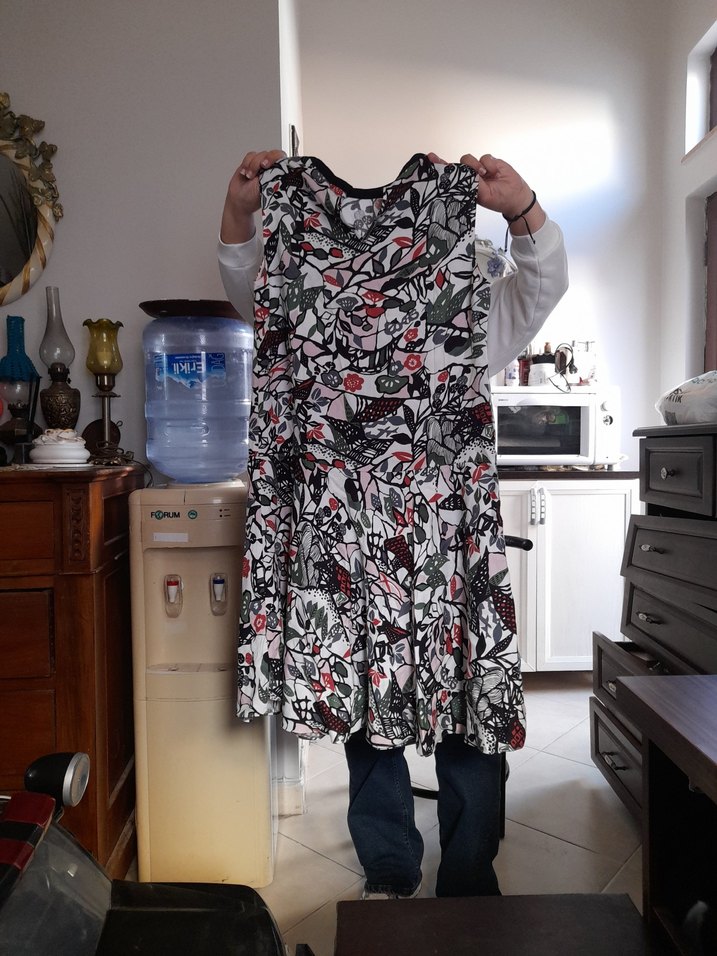 Gri Desenli Midi Hamile Elbisesi - Görsel 3