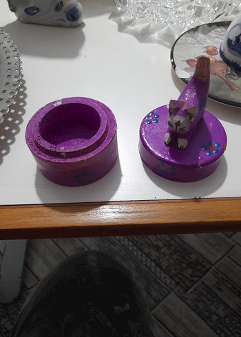 Mor Renkli Kedi Figürlü Küçük Kutu - Görsel 5