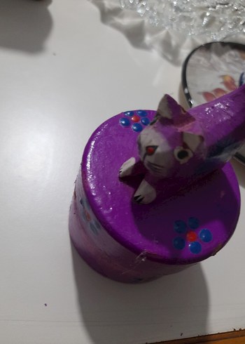 Mor Renkli Kedi Figürlü Küçük Kutu - Görsel 3