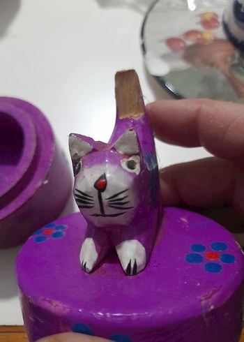 Mor Renkli Kedi Figürlü Küçük Kutu - Görsel 7