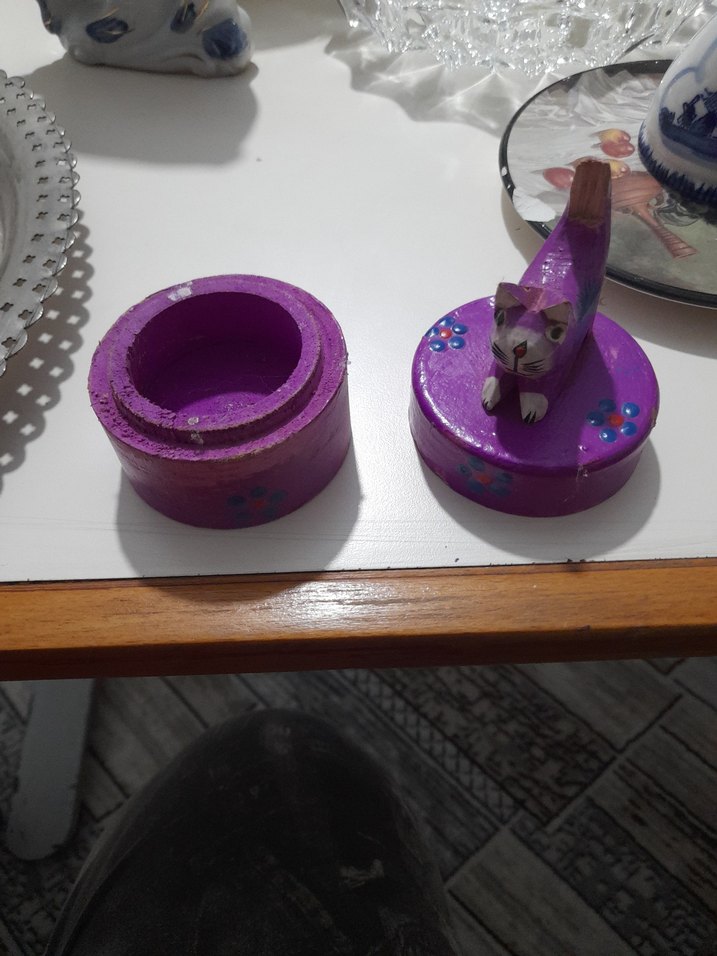 Mor Renkli Kedi Figürlü Küçük Kutu - Görsel 5