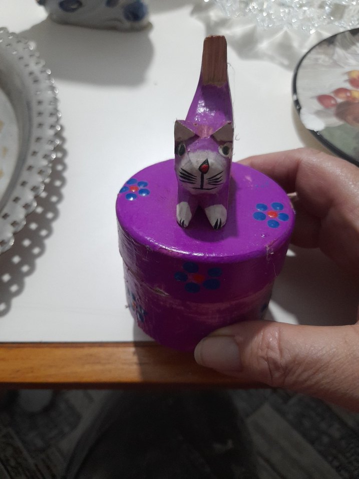 Mor Renkli Kedi Figürlü Küçük Kutu - Görsel 2