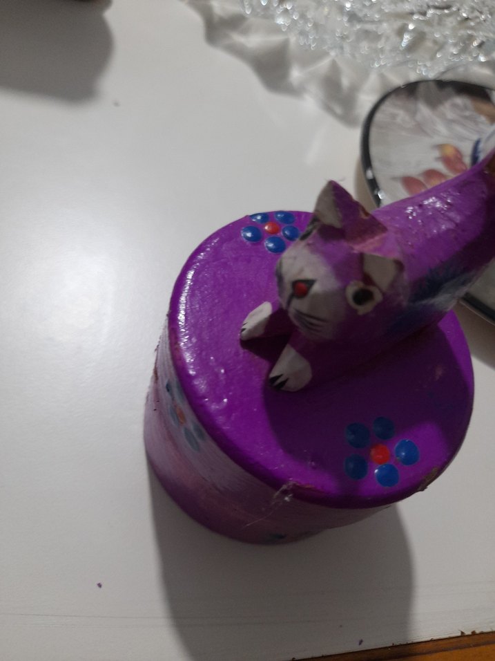 Mor Renkli Kedi Figürlü Küçük Kutu - Görsel 3