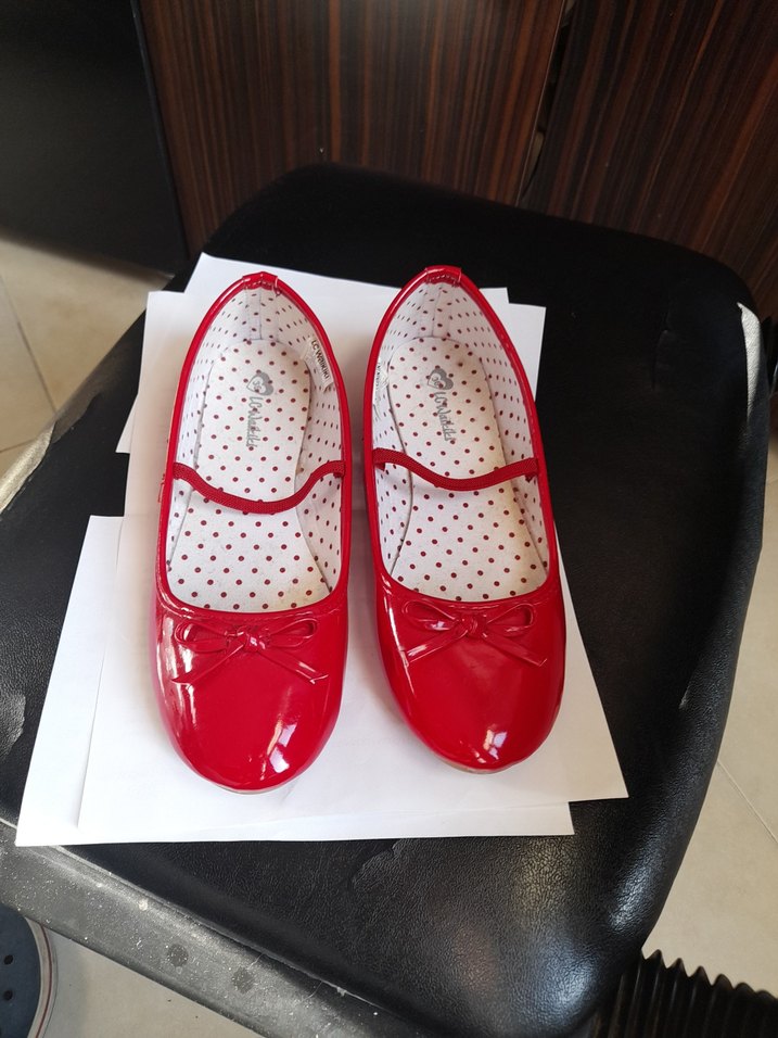 Klasik Kırmızı Puantiyeli Kız Babet - Görsel 5