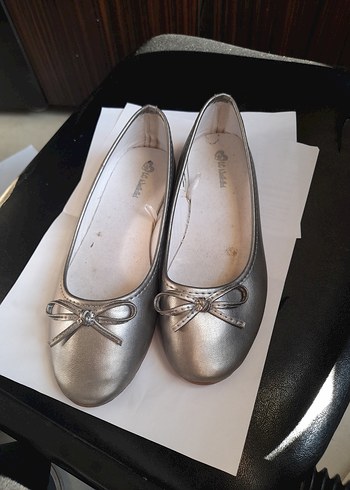 Kız Çocuk Gri Bej Balerin Ayakkabı - Görsel 9