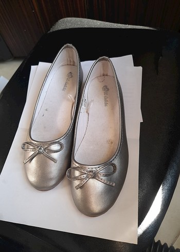 Kız Çocuk Gri Bej Balerin Ayakkabı - Görsel 2